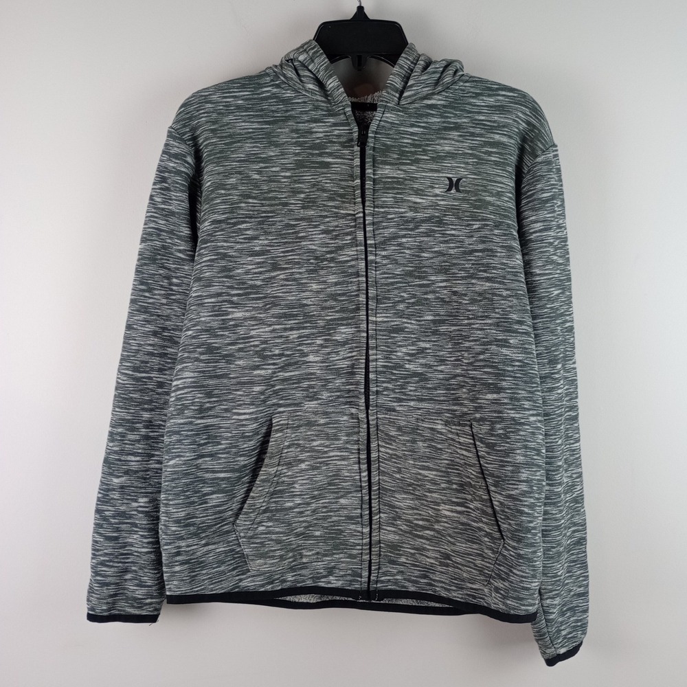 Hurley Mens XL Gray Space Dye Sherpa Lined Full Zip Fleece Hoodie Jacket Coat